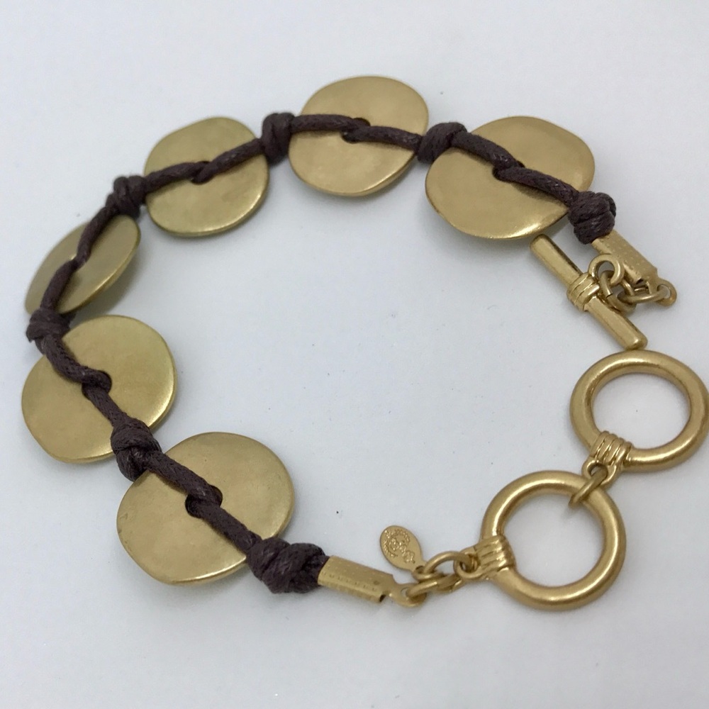 NWOT Premier Designs Gold Disc Bracelet with toggle closure